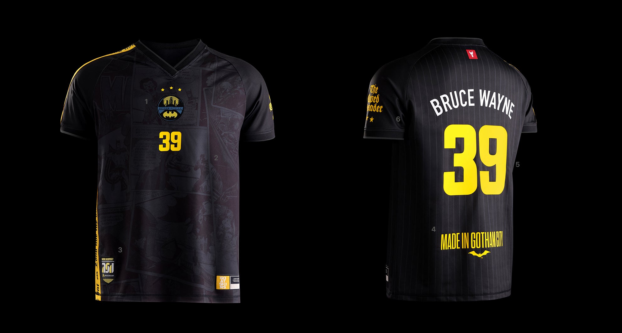 Batman Goat Skins Limited Edition Collectible Jersey Front and Back Detail View