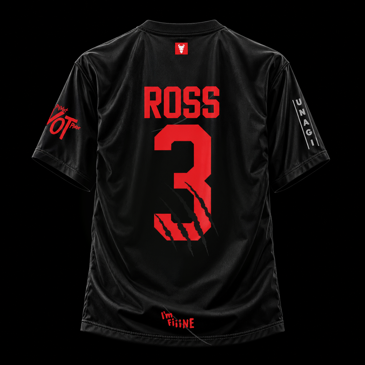 Back view of the officially licensed GOAT SKINS Friends Ross Geller limited edition collectible jersey featuring Ross and number 3