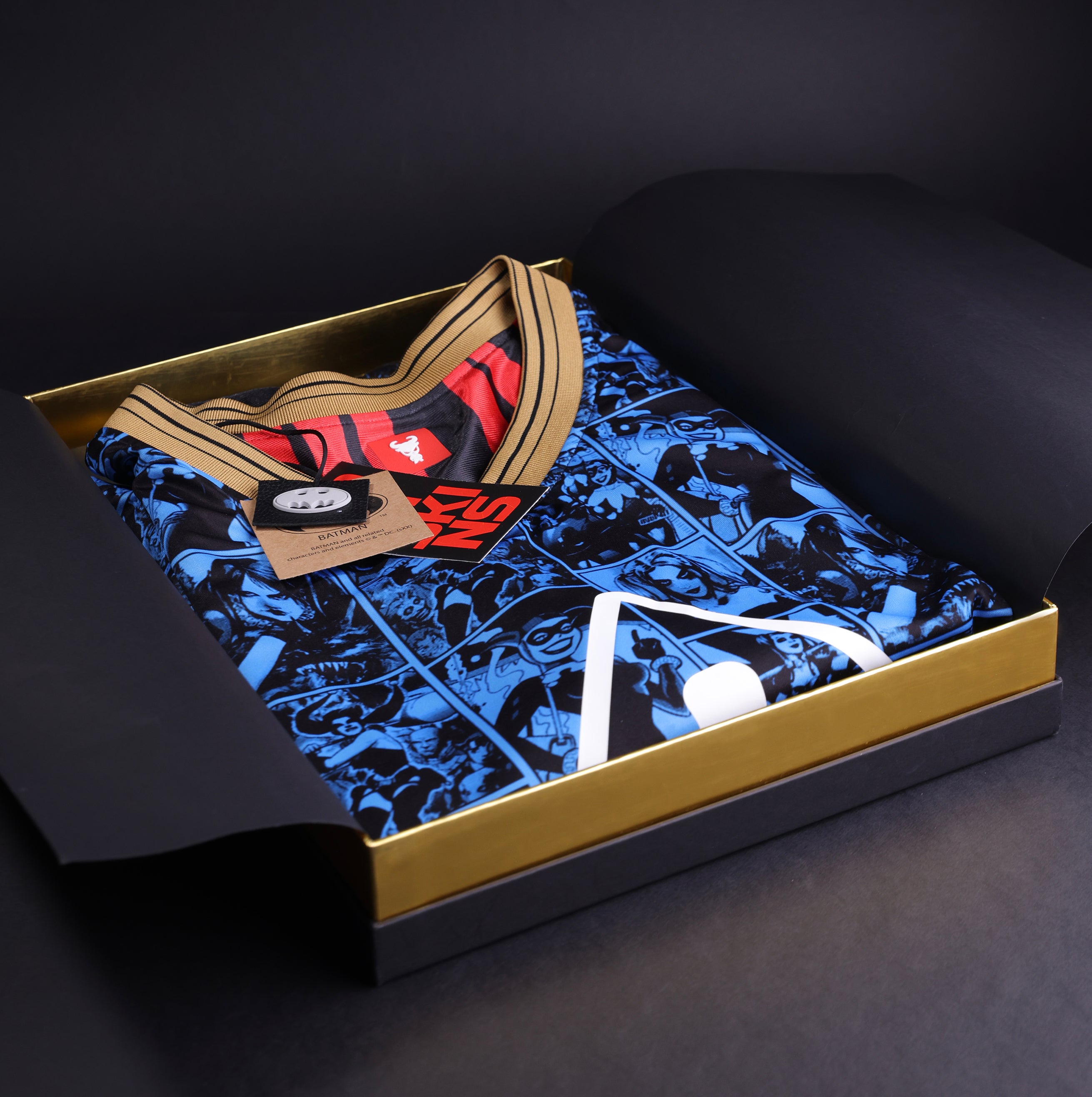 Premium Goat Skins packaging for Harley Quinn Limited Edition Collectible Jersey