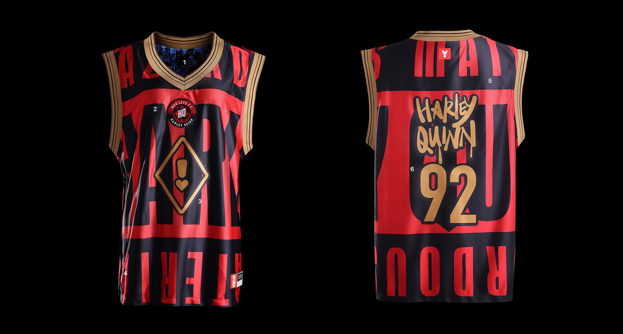 Harley Quinn Goat Skins Limited Edition Collectible Jersey Front and Back Detail View