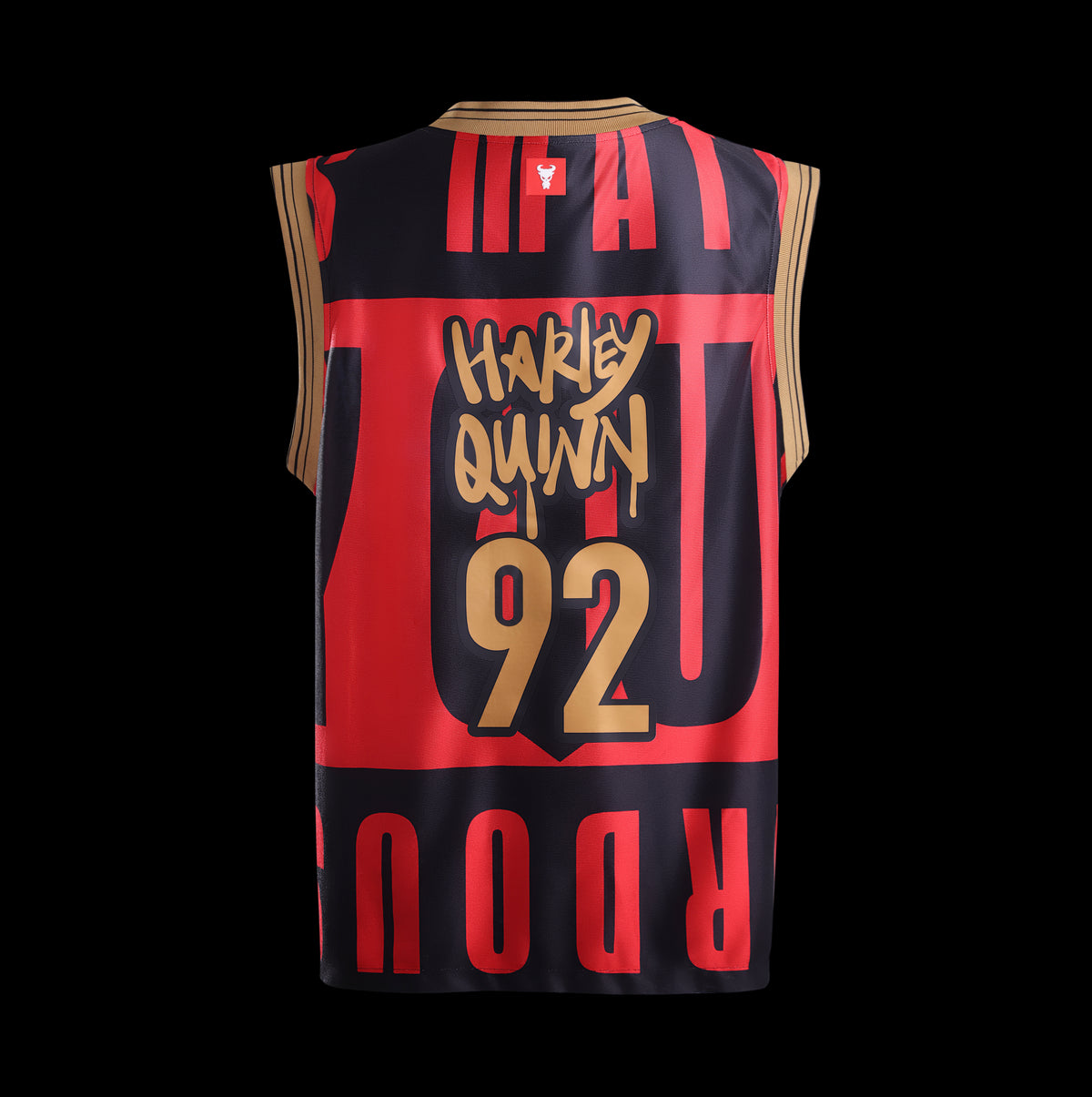 Back view of the officially licensed GOAT SKINS Harley Quinn limited edition collectible jersey featuring Harley Quinn and number 92
