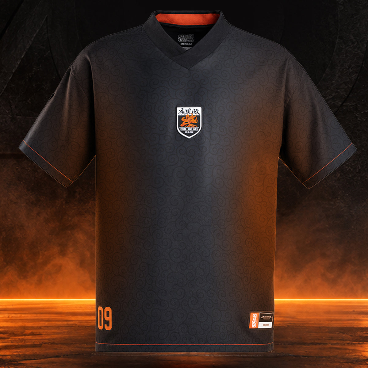 Front view of the officially licensed GOAT SKINS Naruto limited edition collectible jersey, numbered edition of 999