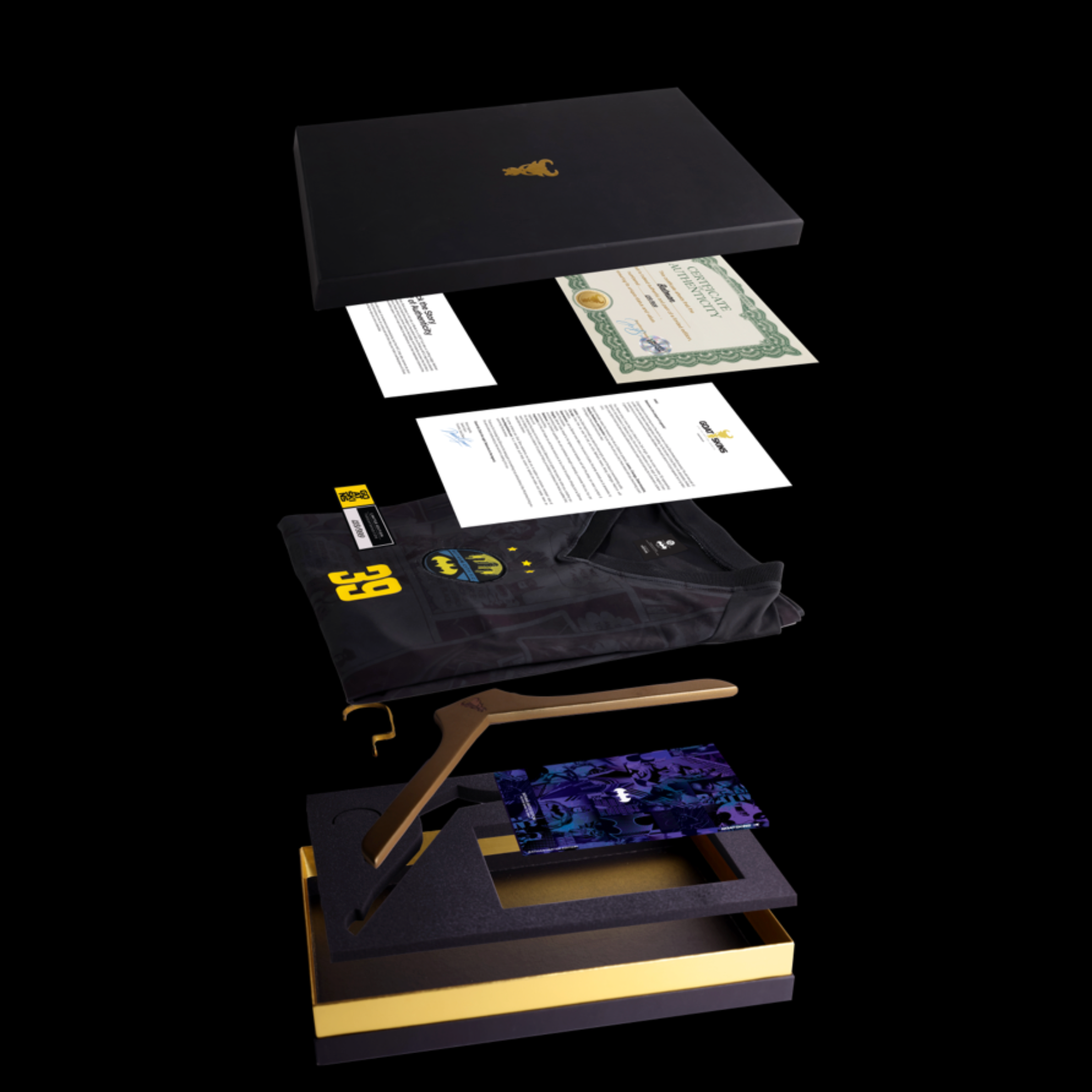 Exclusive Batman premium Goat Skins collectible jersey packaging box